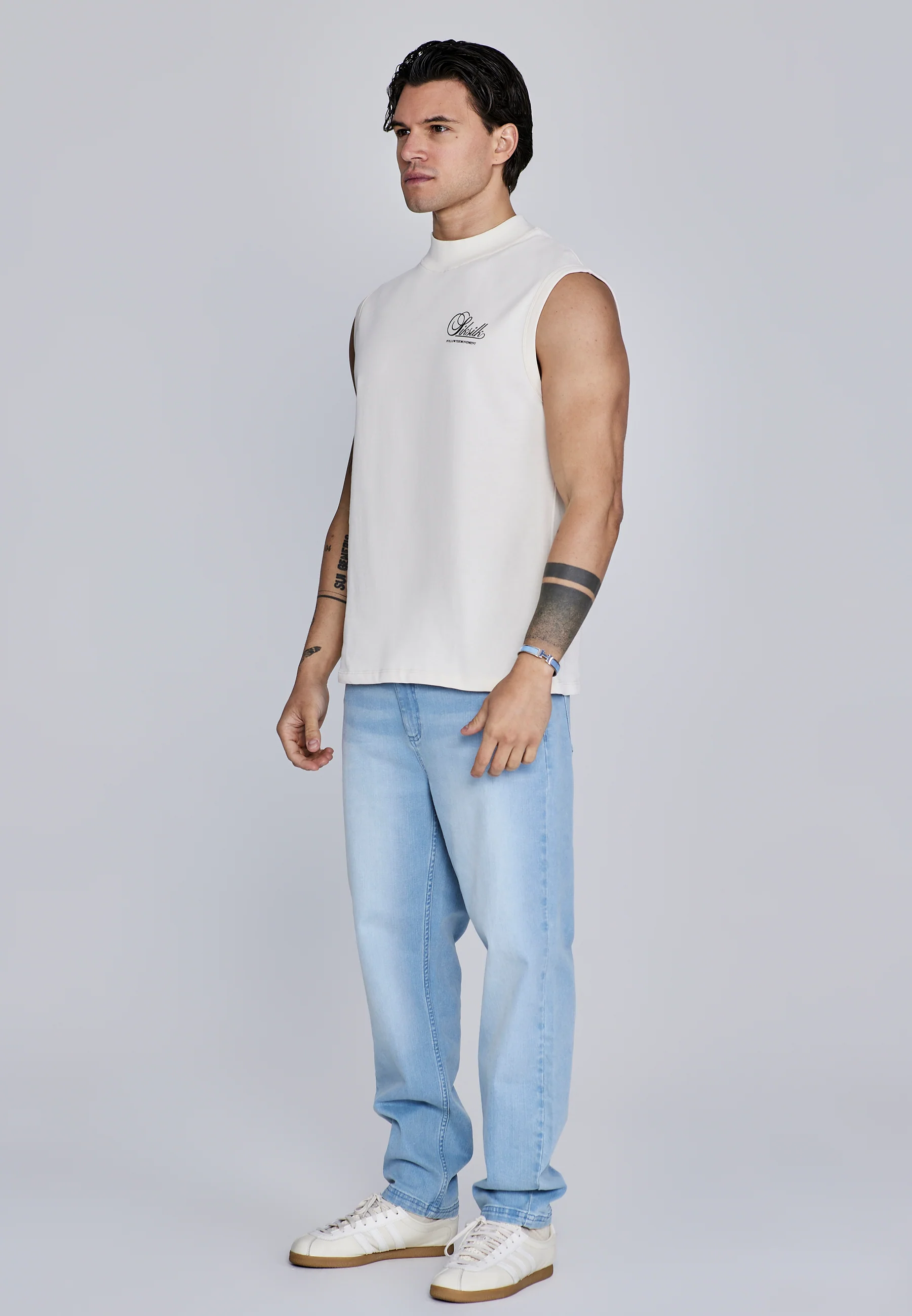 Ecru Sleeveless T-Shirt - Image 4