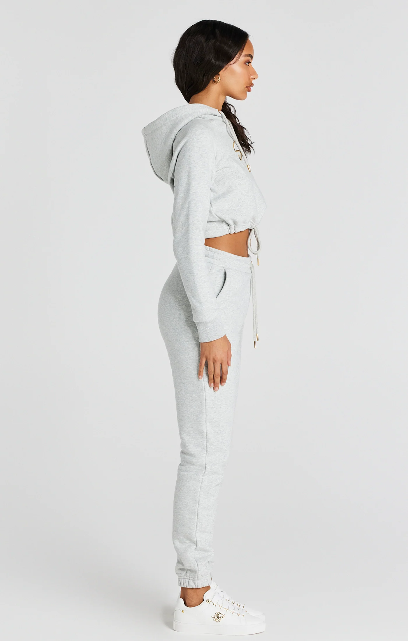 Grey Marl Signature Crop Hoodie - Image 4