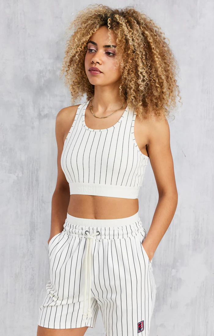 Space Jam X SikSilk Baseball Stripe Bralette - Ecru - Image 2