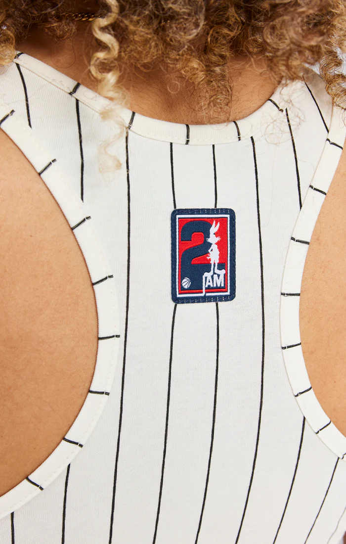 Space Jam X SikSilk Baseball Stripe Bralette - Ecru - Image 4