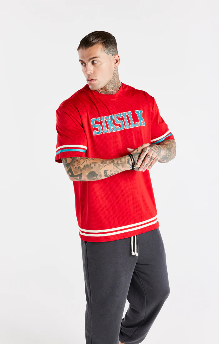 Red Green Space Jam x SikSilk Baseball T-Shirt - Image 3