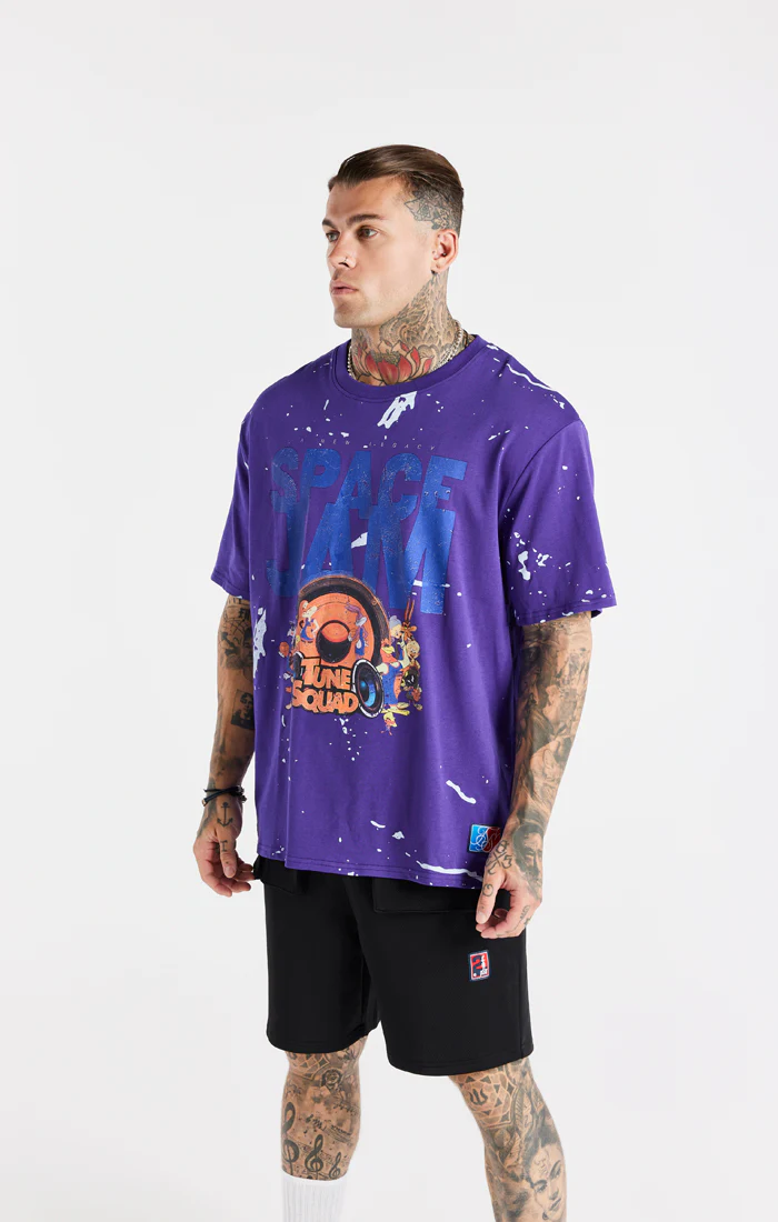 Purple Space Jam x SikSilk Distressed T-Shirt - Image 2