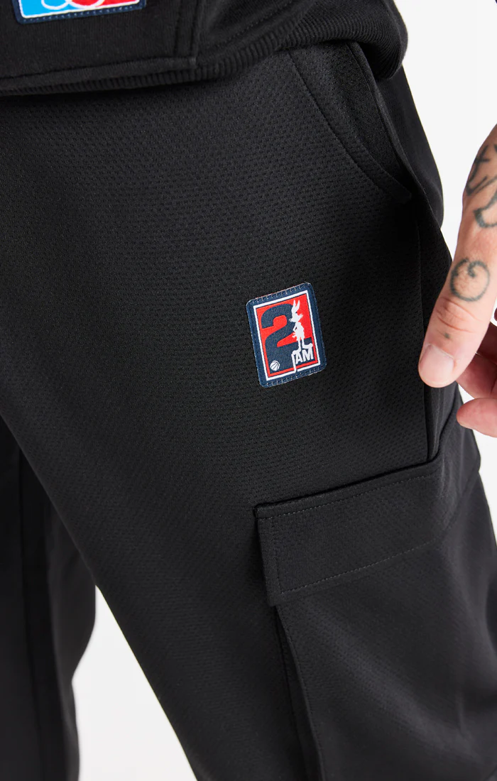 Black Space Jam x SikSilk Elasticated Cargo Pant - Image 4