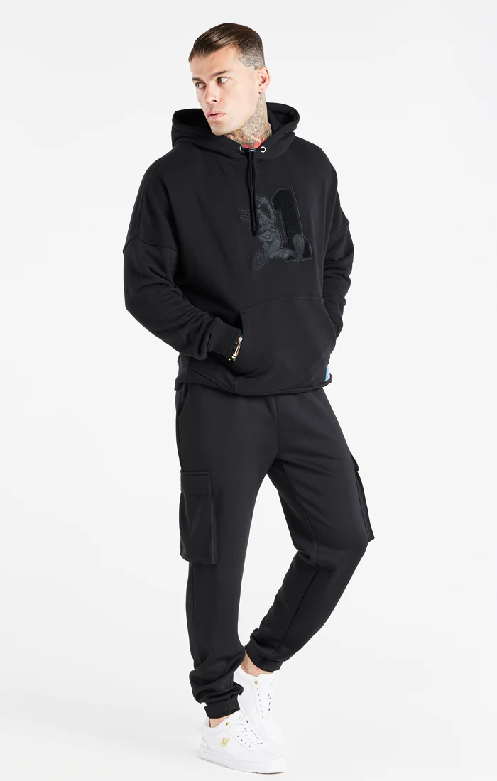 Black Space Jam x SikSilk Elasticated Cargo Pant - Image 6
