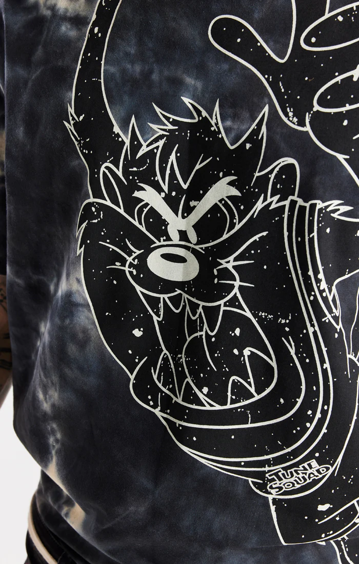 Space Jam X SikSilk Marble Wash Oversized Graphic Tee - Black & Ecru - Image 2