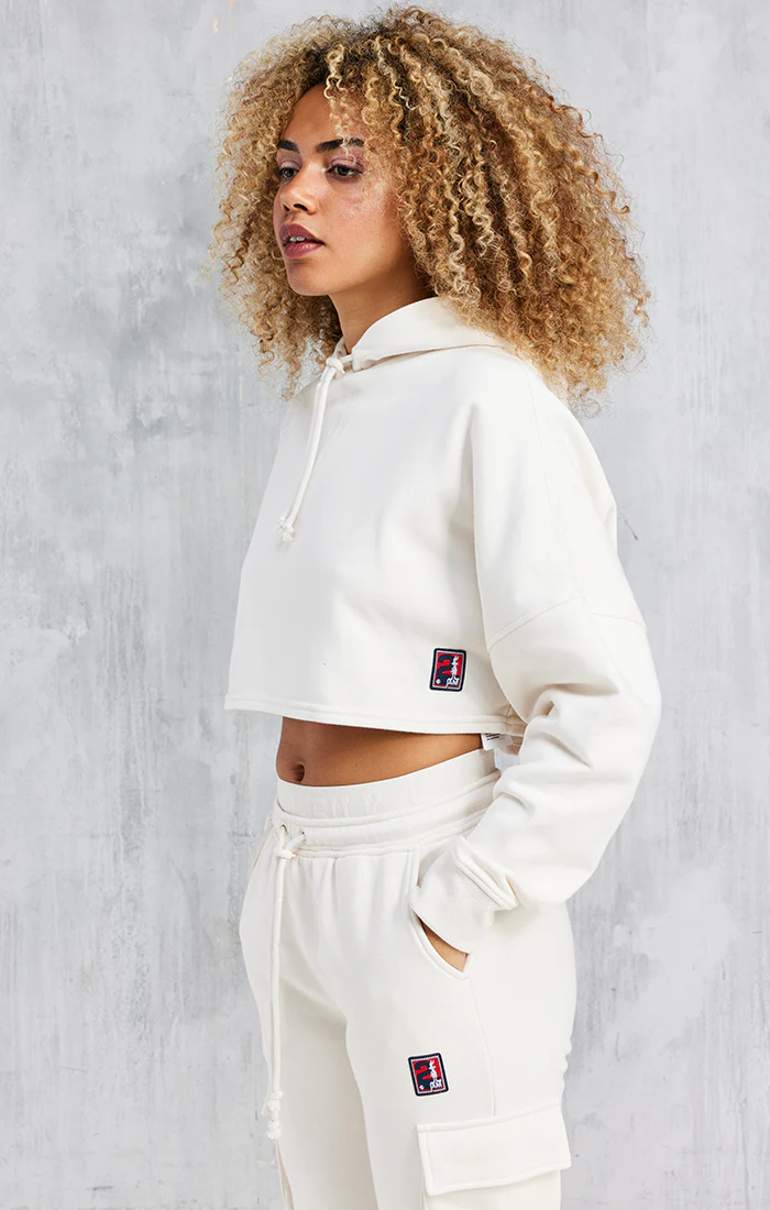 Space Jam X SikSilk Oversized Cropped Hoodie - Ecru - Image 2
