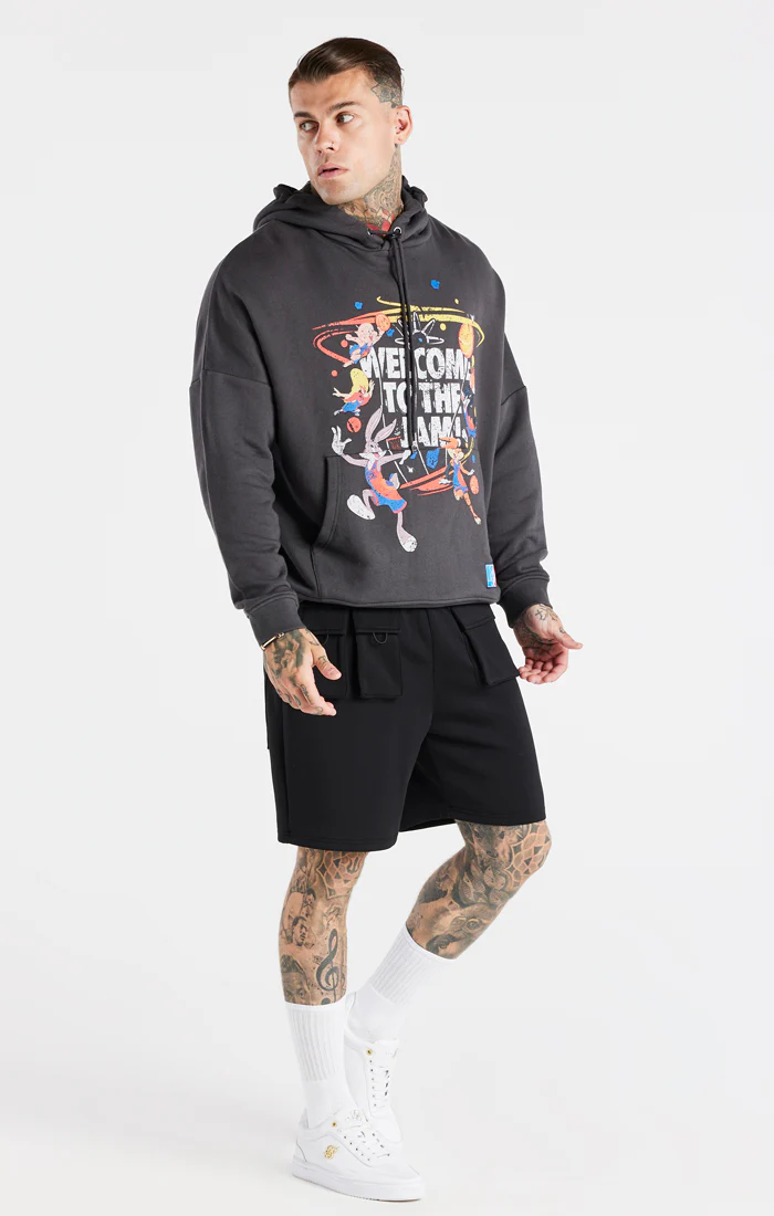 Grey Space Jam x SikSilk Oversized Hoodie - Image 4