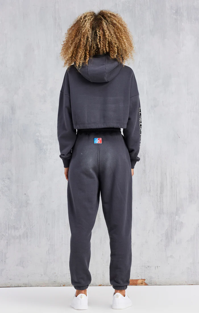 Space Jam X SikSilk Peached Cropped Hoodie - Dark Grey - Image 8