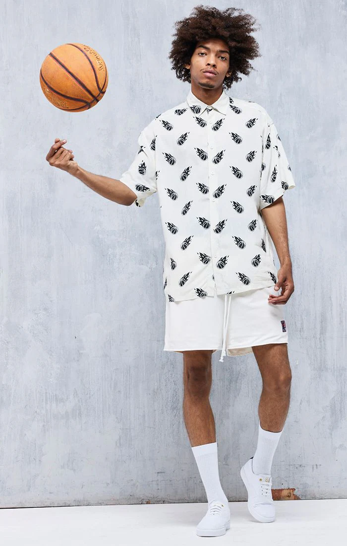 Space Jam x SikSilk Ecru Print Oversized Shirt