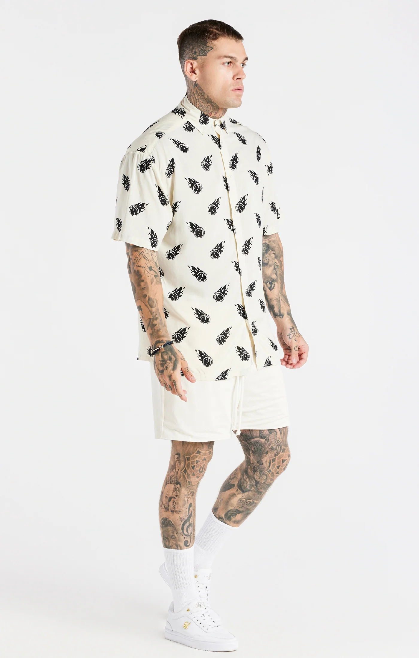 Space Jam x SikSilk Ecru Print Oversized Shirt - Image 5