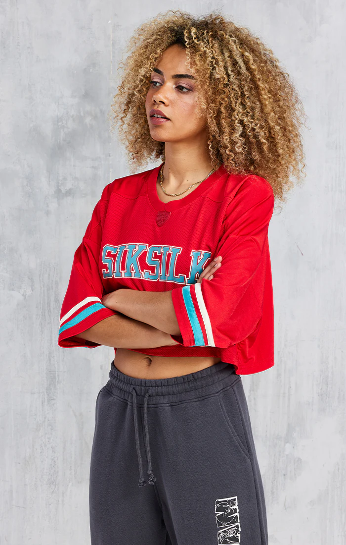 Space Jam X SikSilk Retro Football Jersey - Red - Image 2