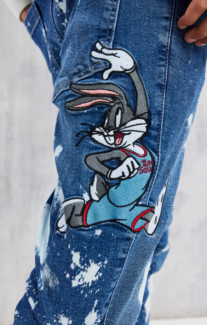 Blue Space Jam x SikSilk Applique Jean - Image 5