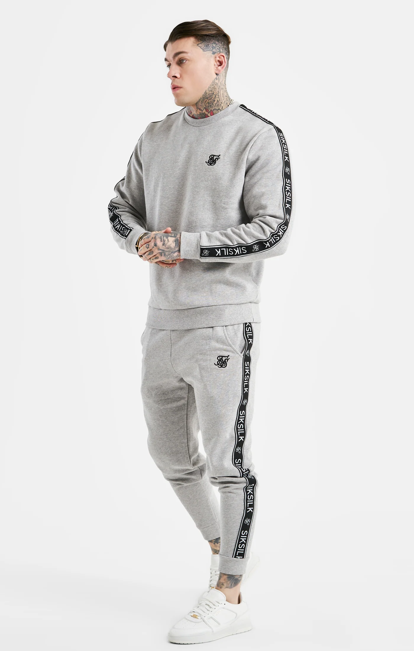 Grey Taped Sweatshirt And Jogger Tracksuit Set - Image 6