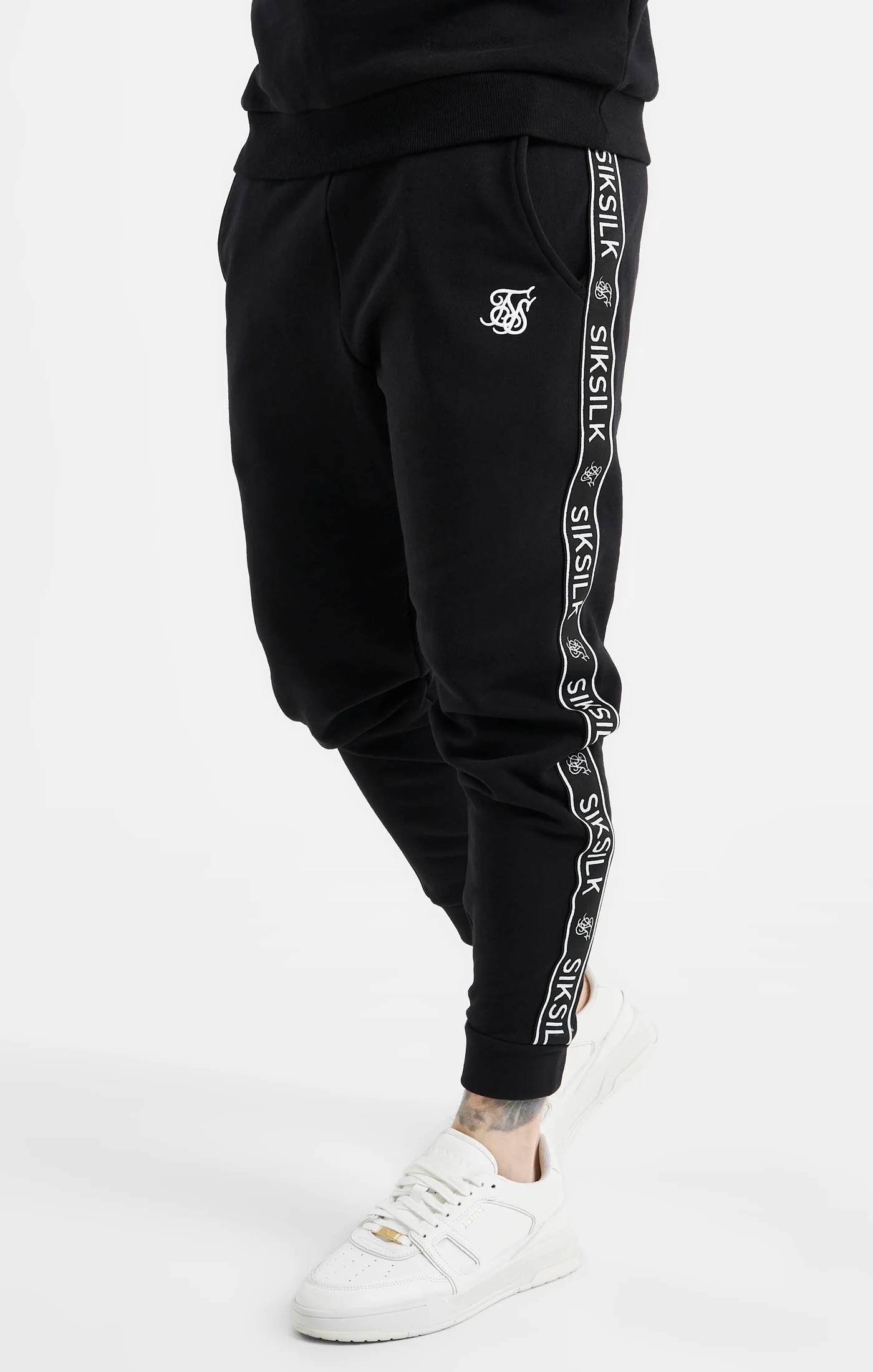 Black Taped Sweatshirt And Jogger Tracksuit Set - Image 2