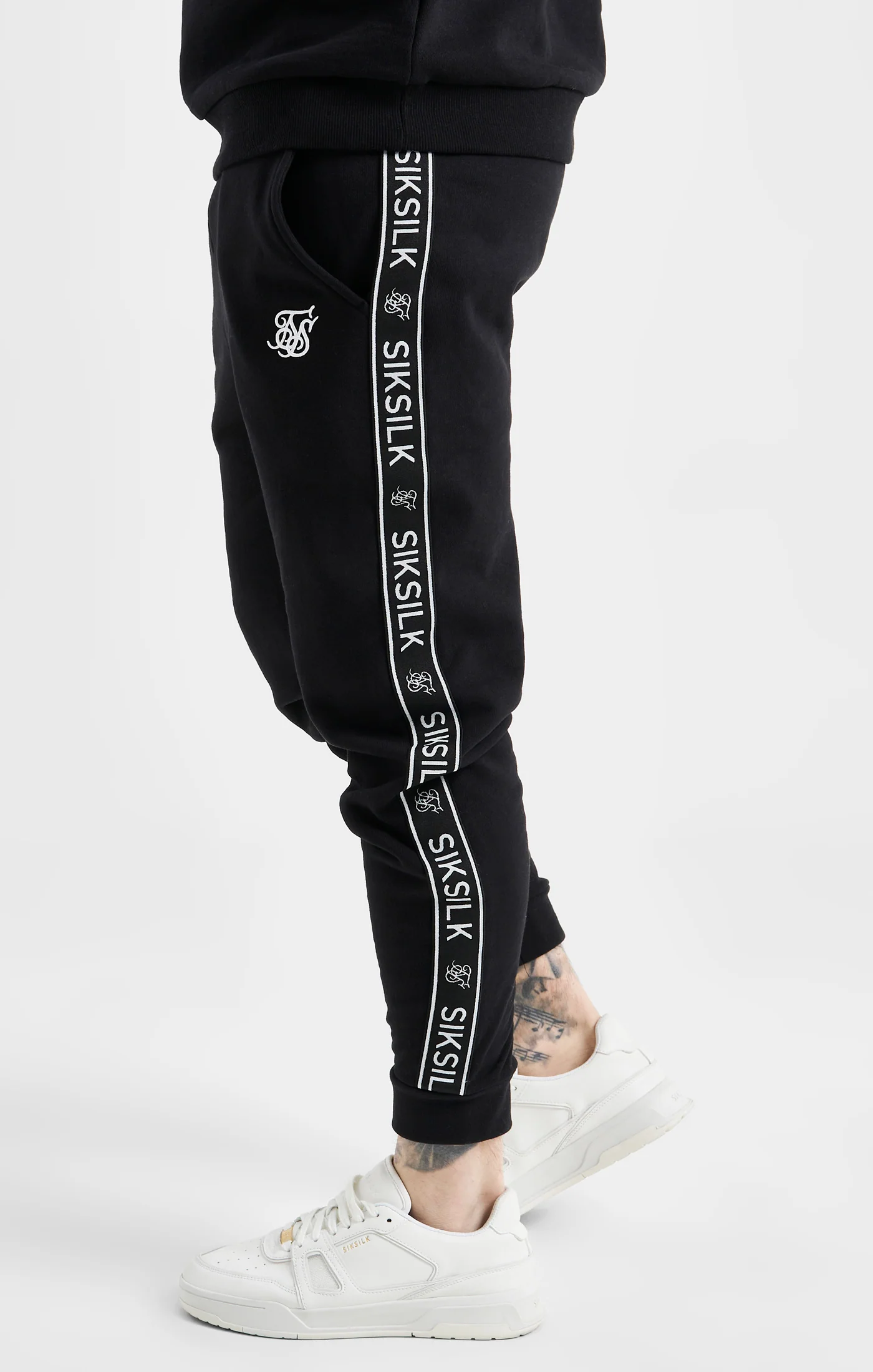 Black Taped Sweatshirt And Jogger Tracksuit Set - Image 3