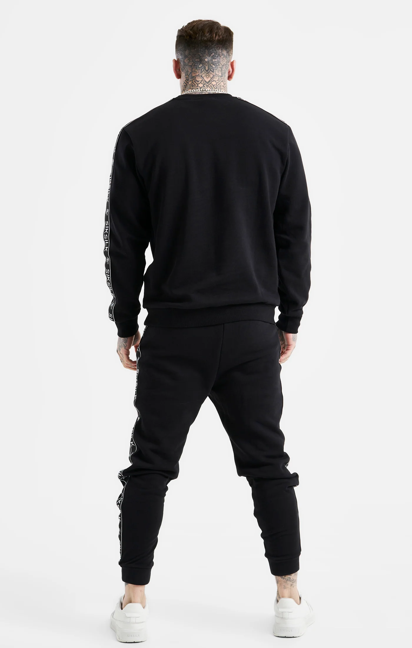 Black Taped Sweatshirt And Jogger Tracksuit Set - Image 6