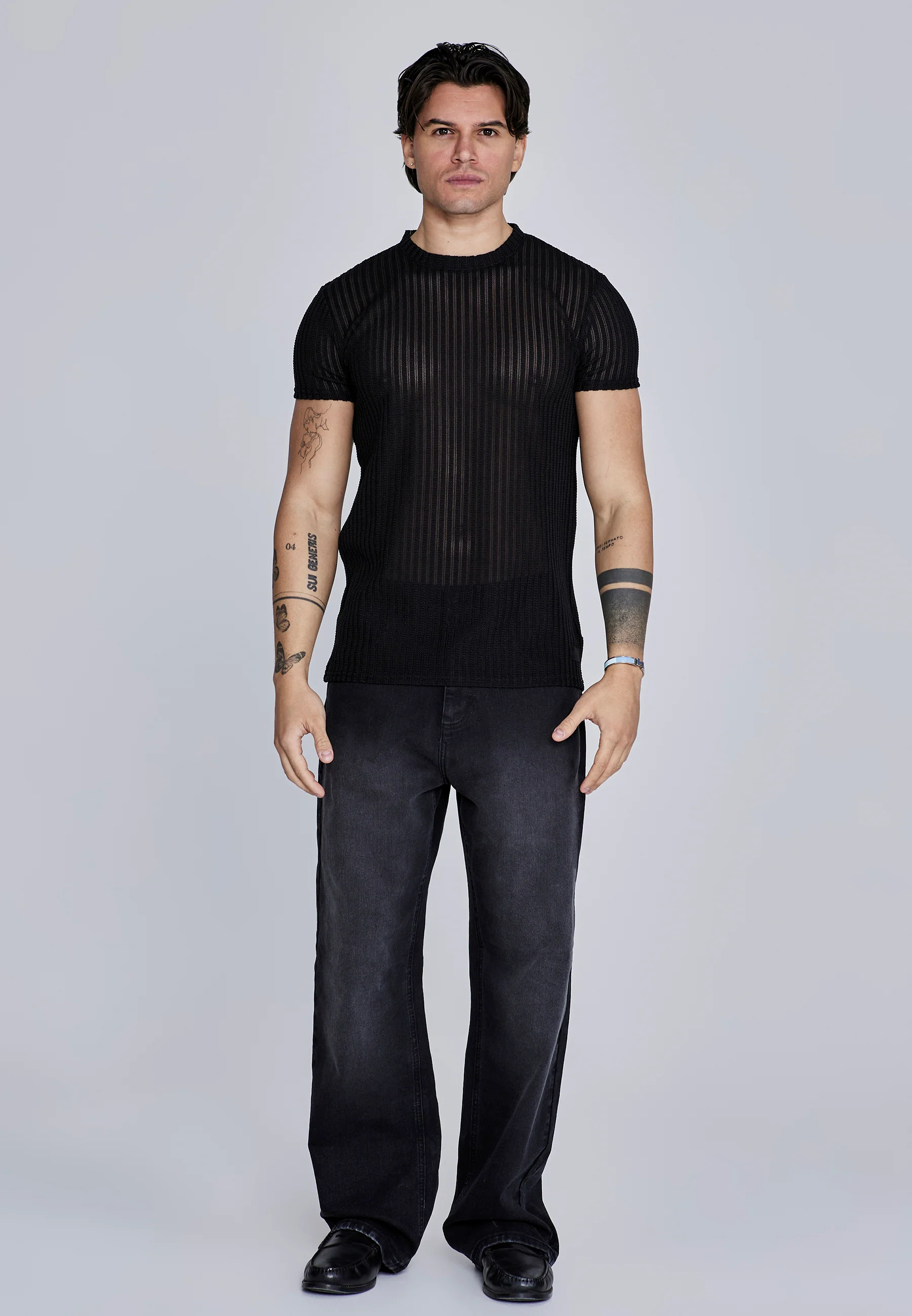 Black Textured Muscle Fit T-Shirt - Image 3