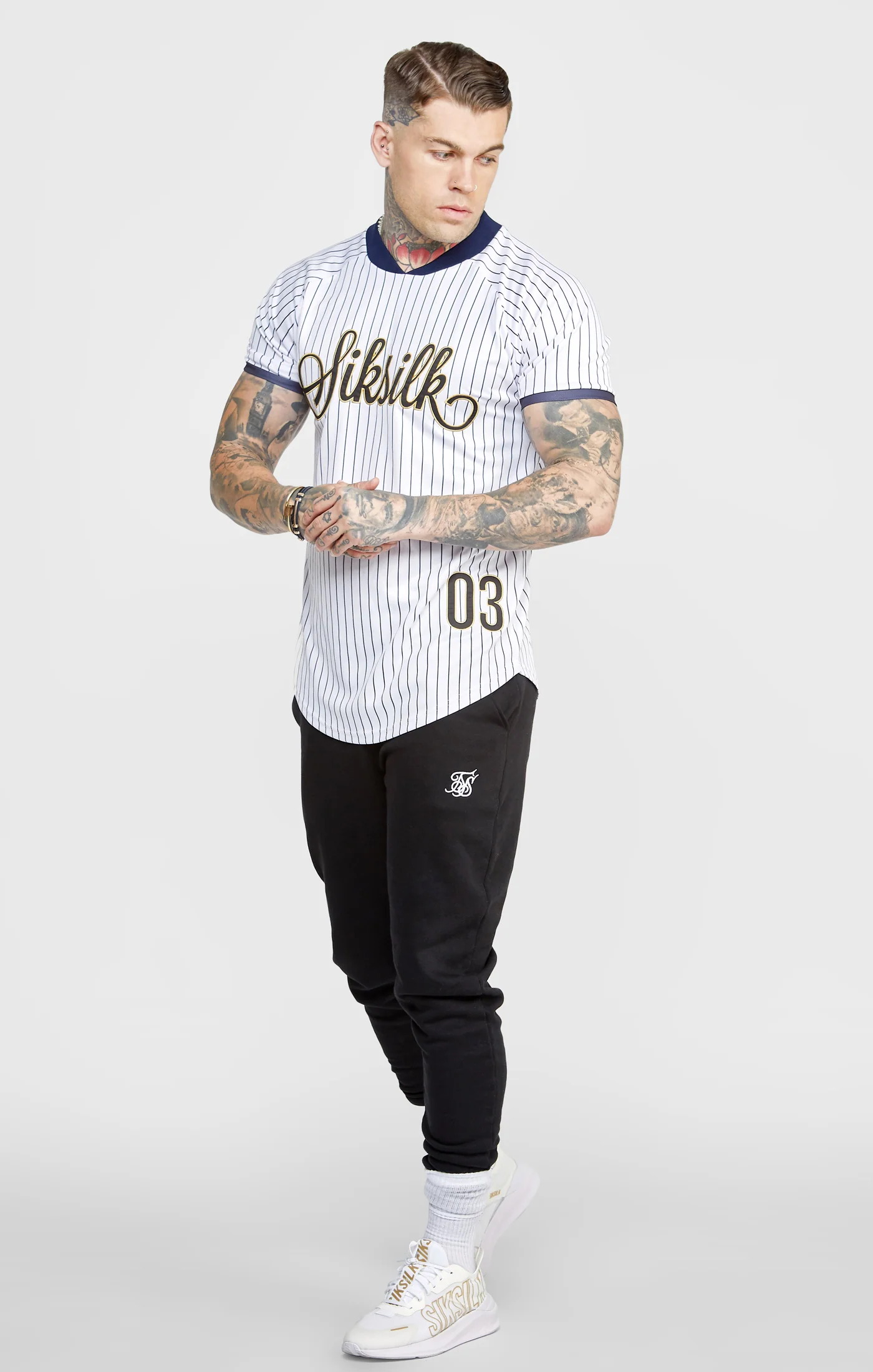 White Bomber Neck Baseball Shirt - Image 3