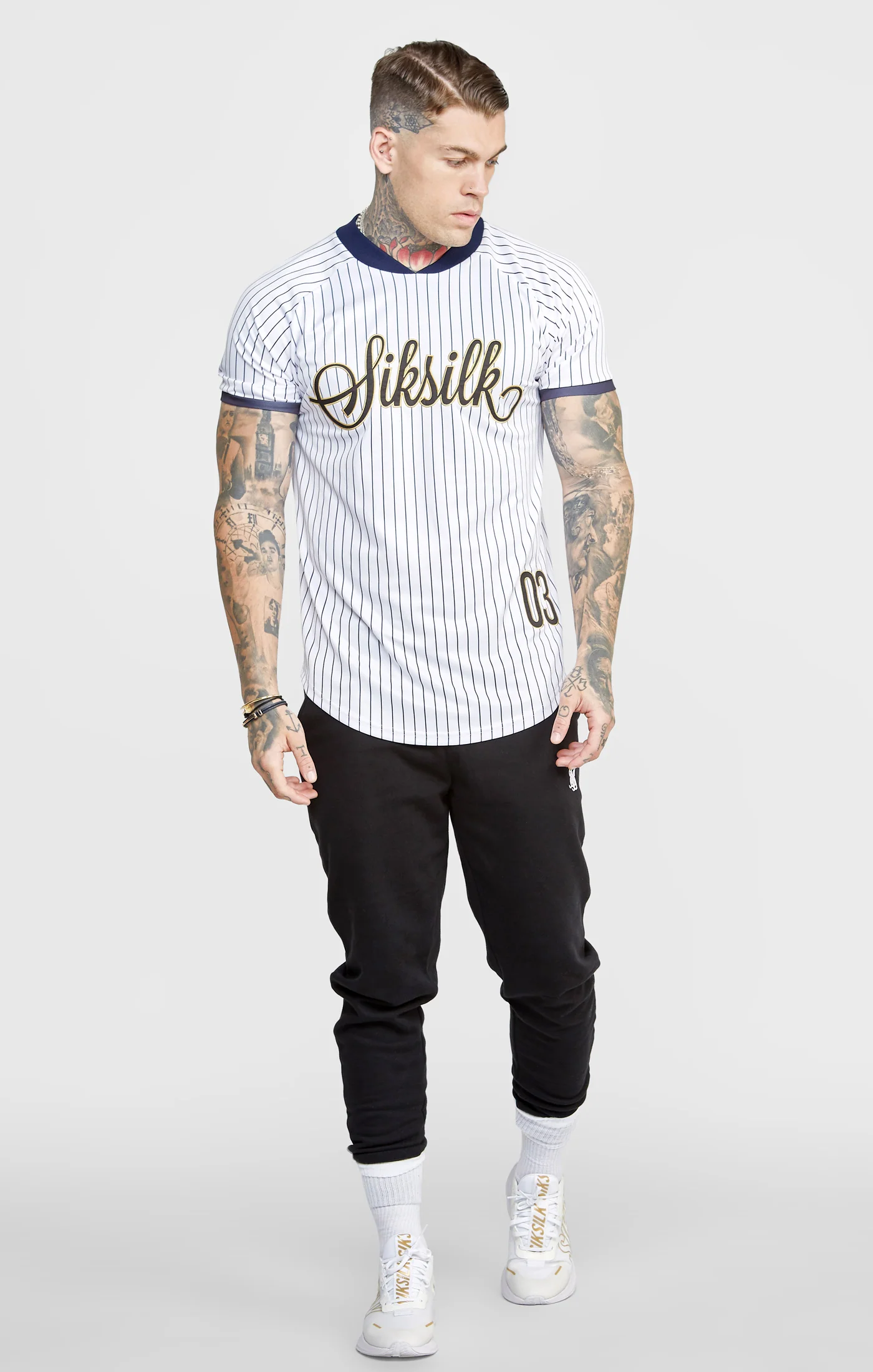 White Bomber Neck Baseball Shirt - Image 4