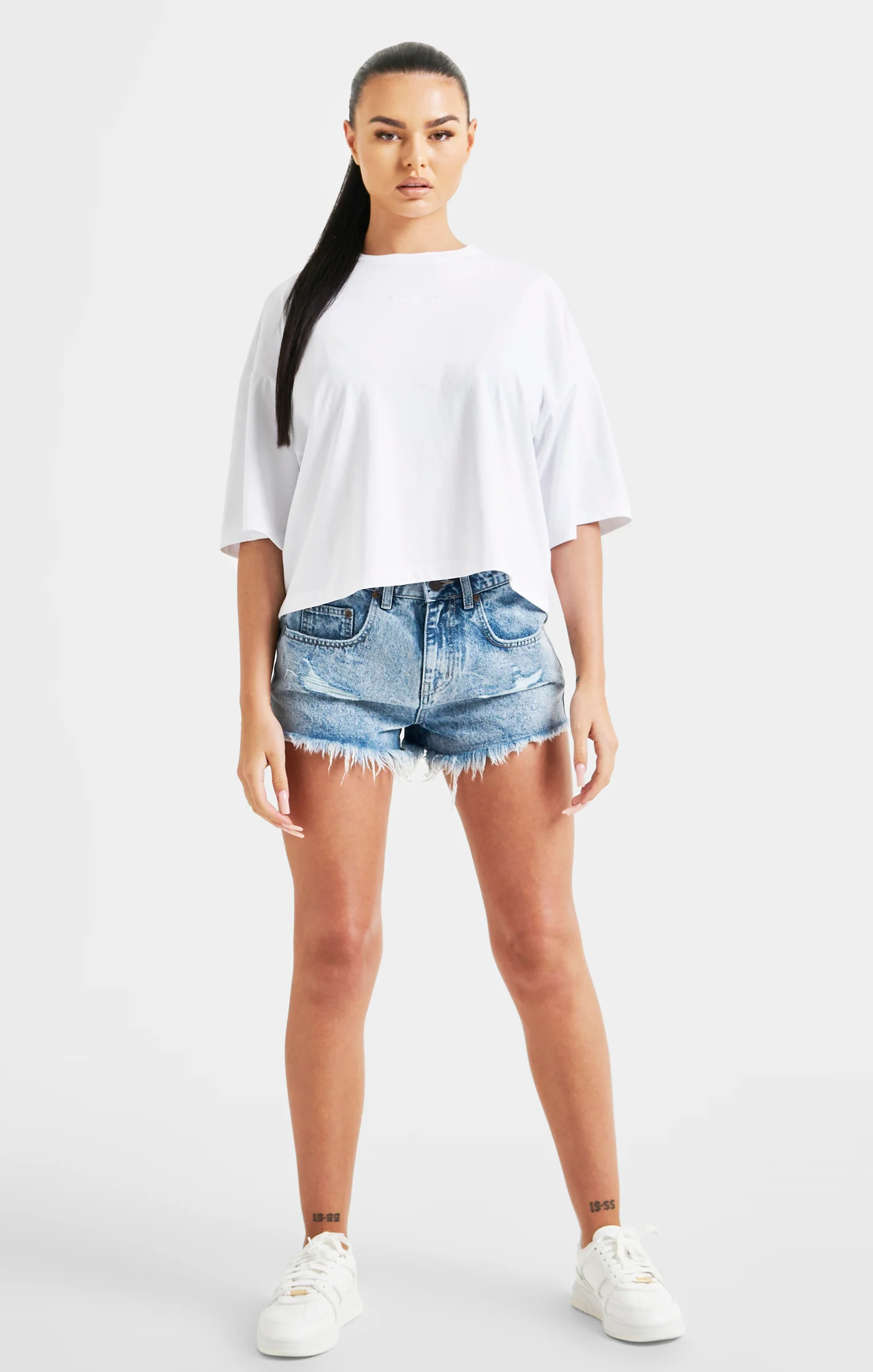 White Branded Crop T-Shirt Rainbow - Image 3