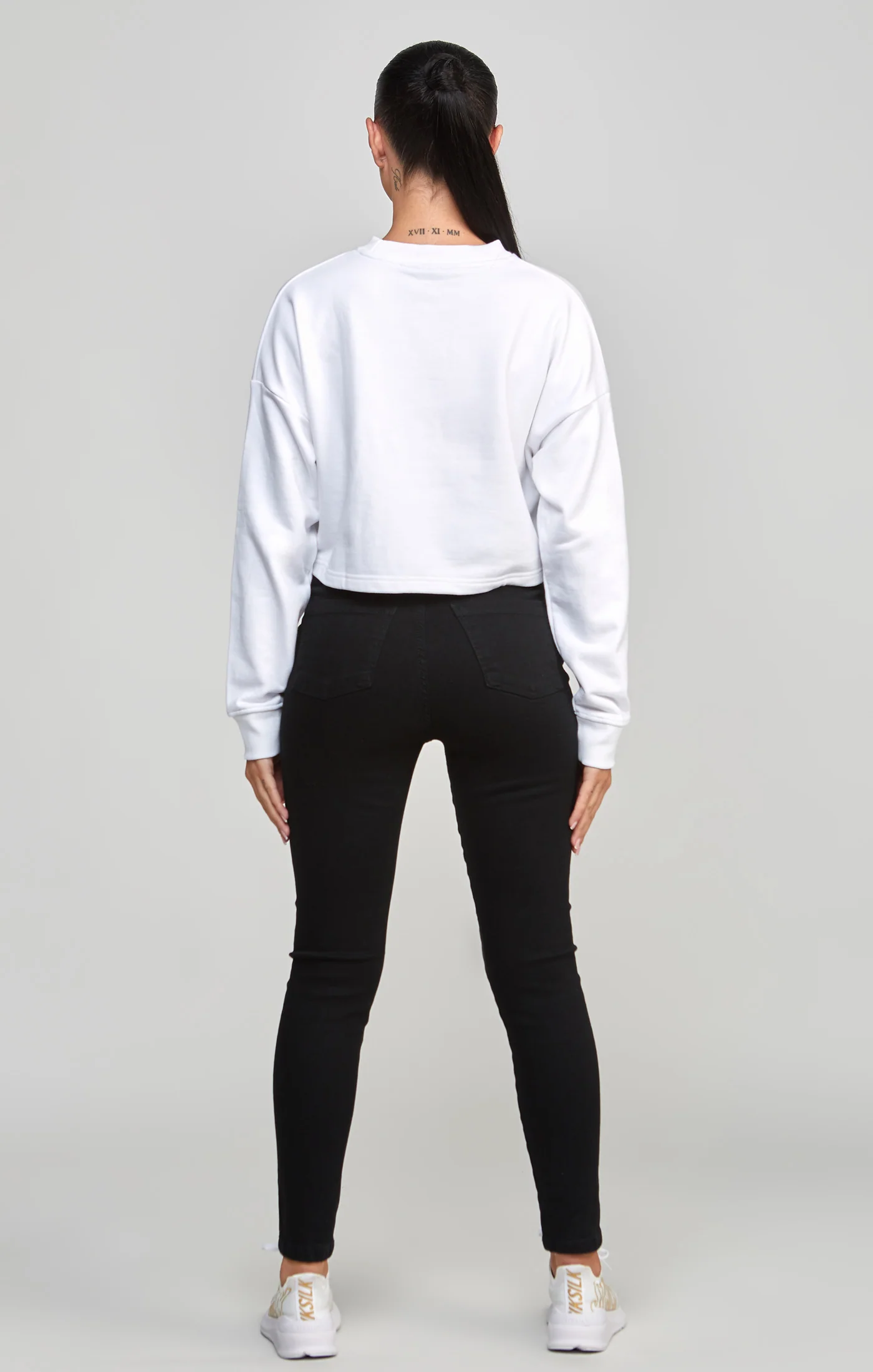 White Crop Varsity Sweatshirt - Image 5