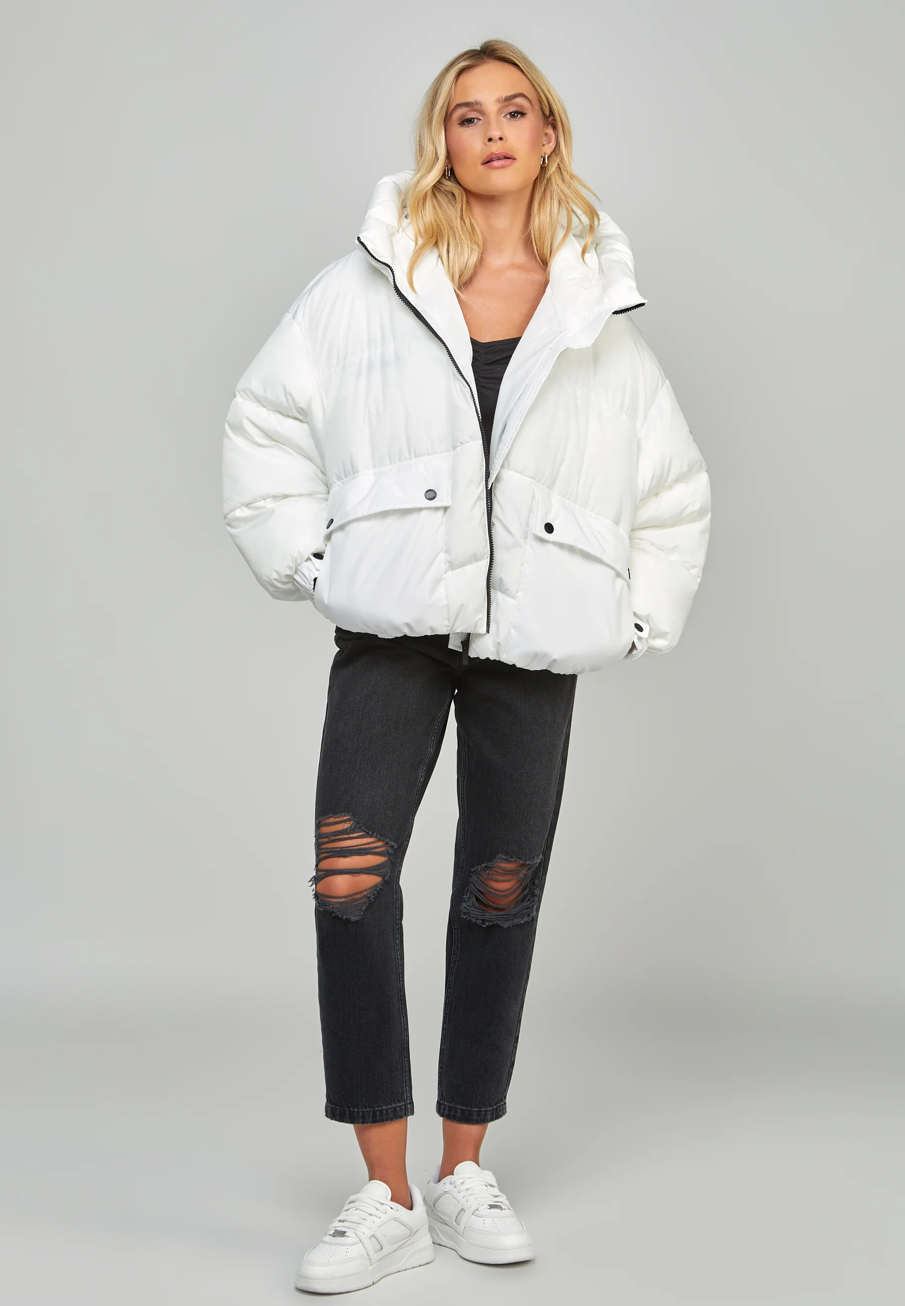 White Oversized Padded Coat - Image 2