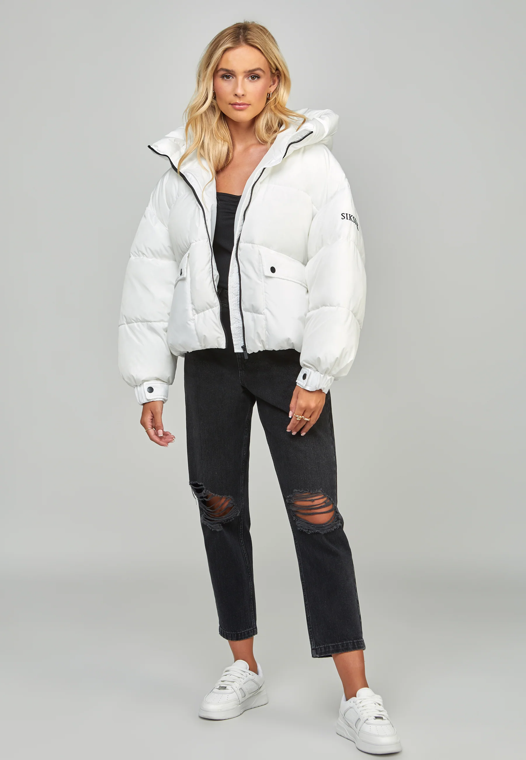 White Oversized Padded Coat - Image 4