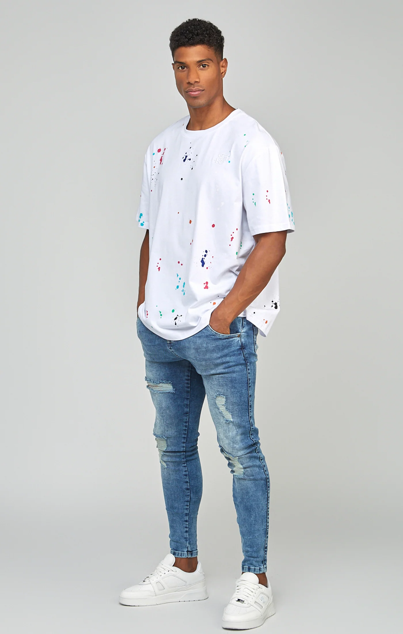 White Paint Splatter Oversized T-Shirt - Image 3