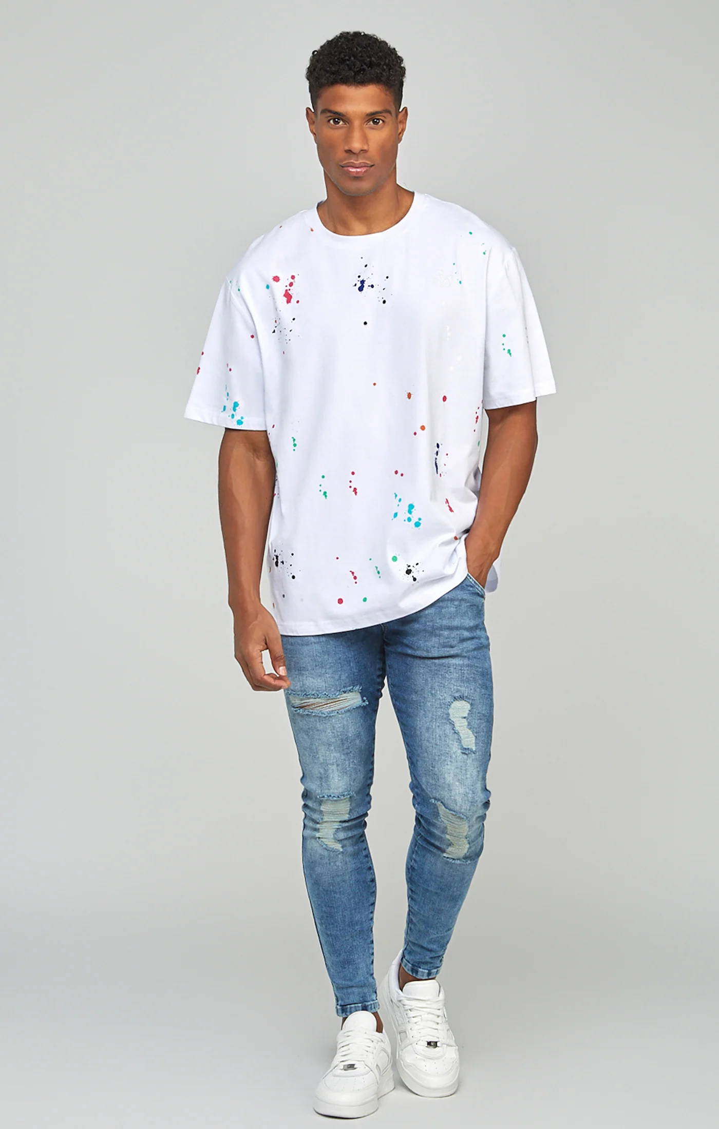 White Paint Splatter Oversized T-Shirt - Image 6