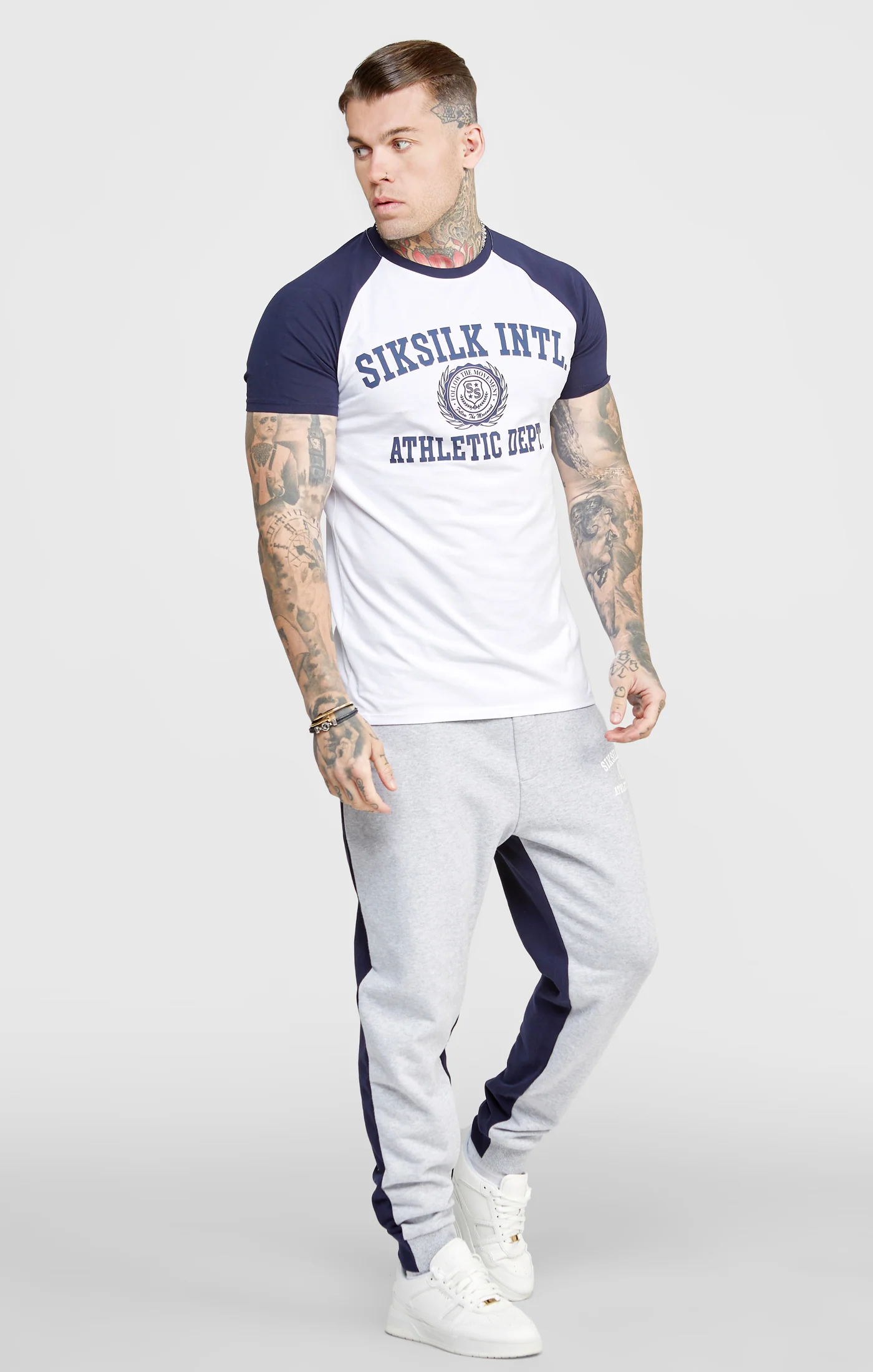 White Raglan Sleeve Muscle Fit Graphic T-Shirt - Image 4