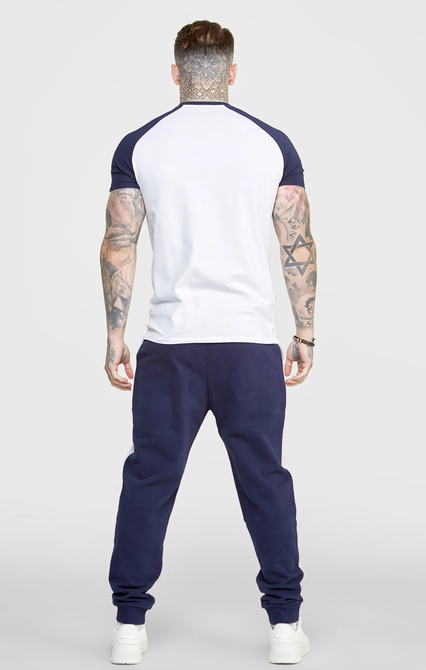 White Raglan Sleeve Muscle Fit Graphic T-Shirt - Image 5