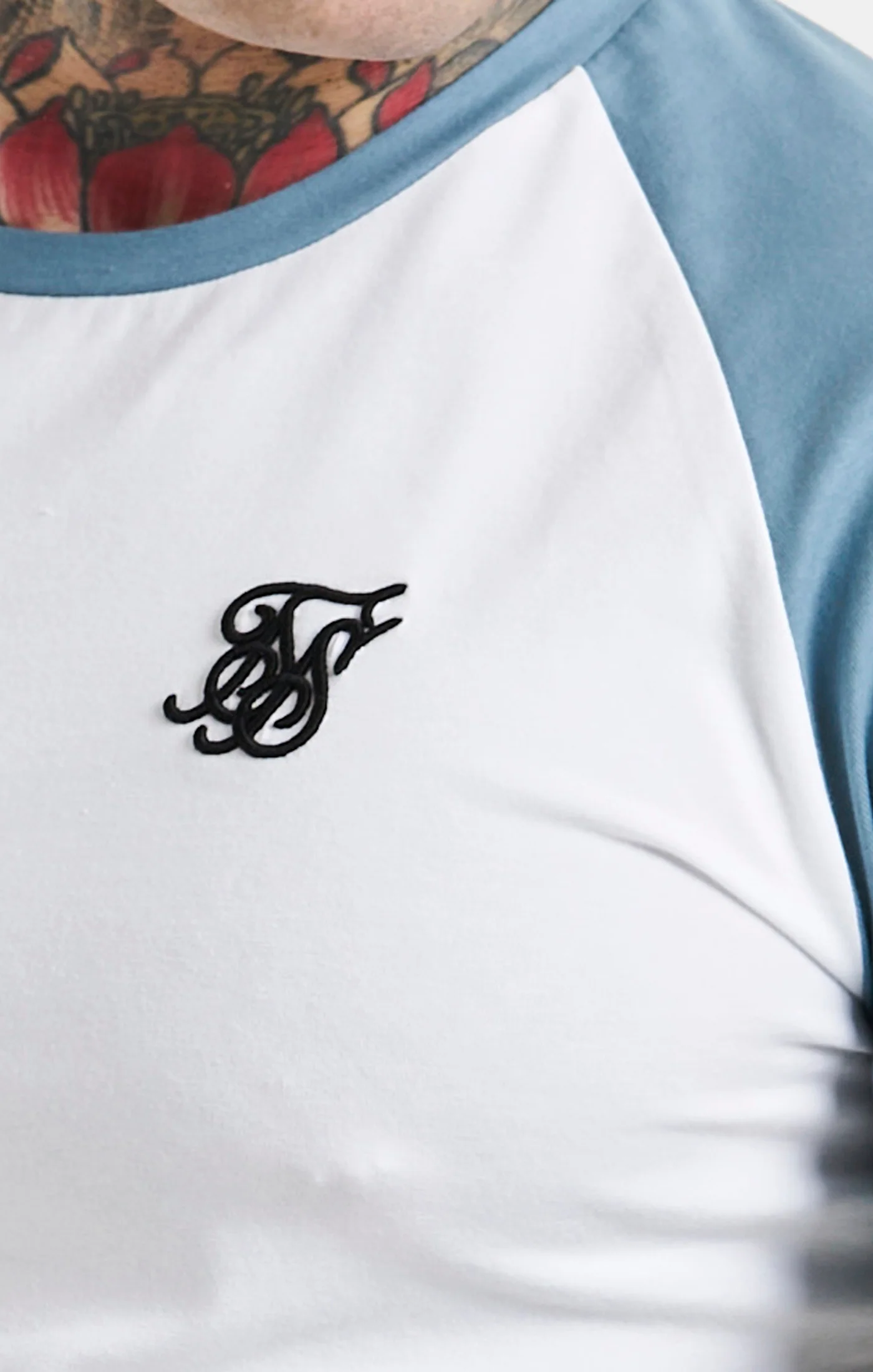 White Raglan Muscle Fit T-Shirt - Image 2