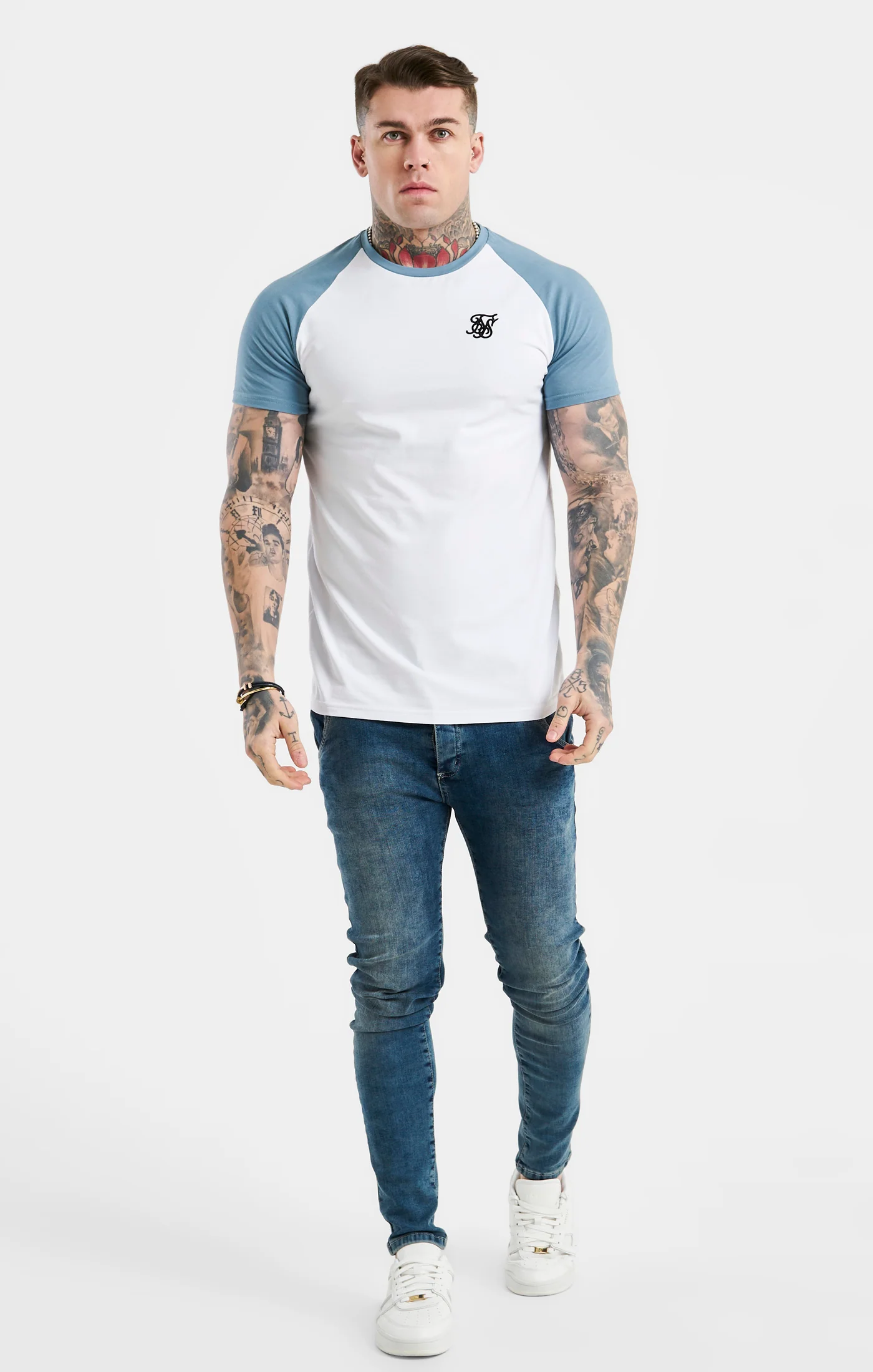 White Raglan Muscle Fit T-Shirt - Image 3