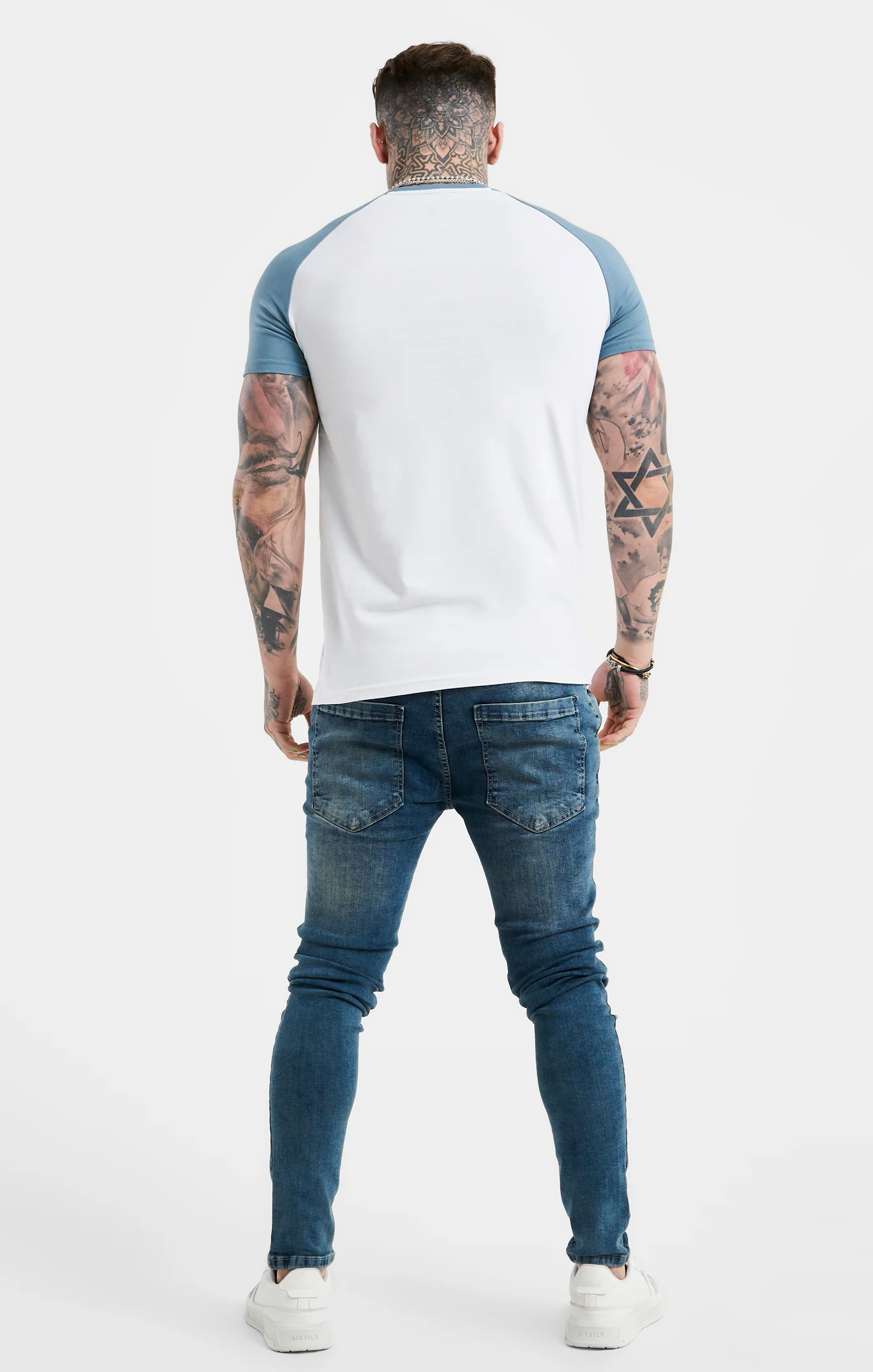 White Raglan Muscle Fit T-Shirt - Image 5