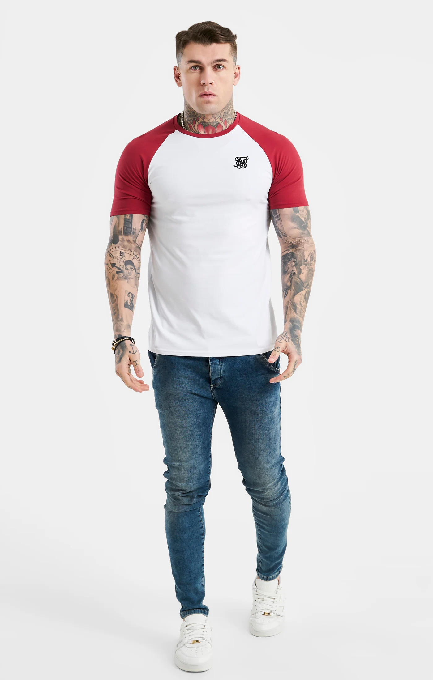 White Raglan Muscle Fit T-Shirt - Image 3