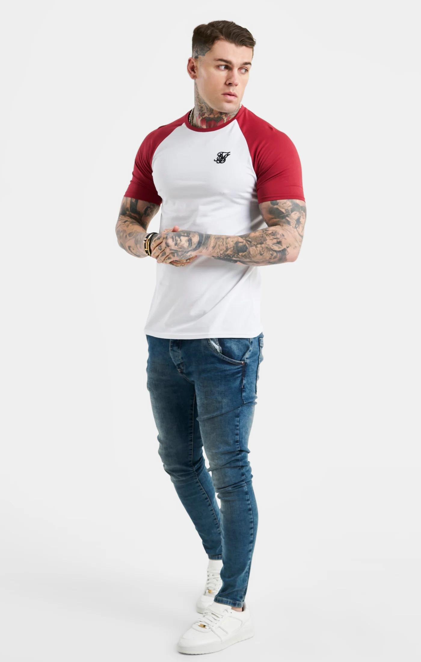 White Raglan Muscle Fit T-Shirt - Image 4