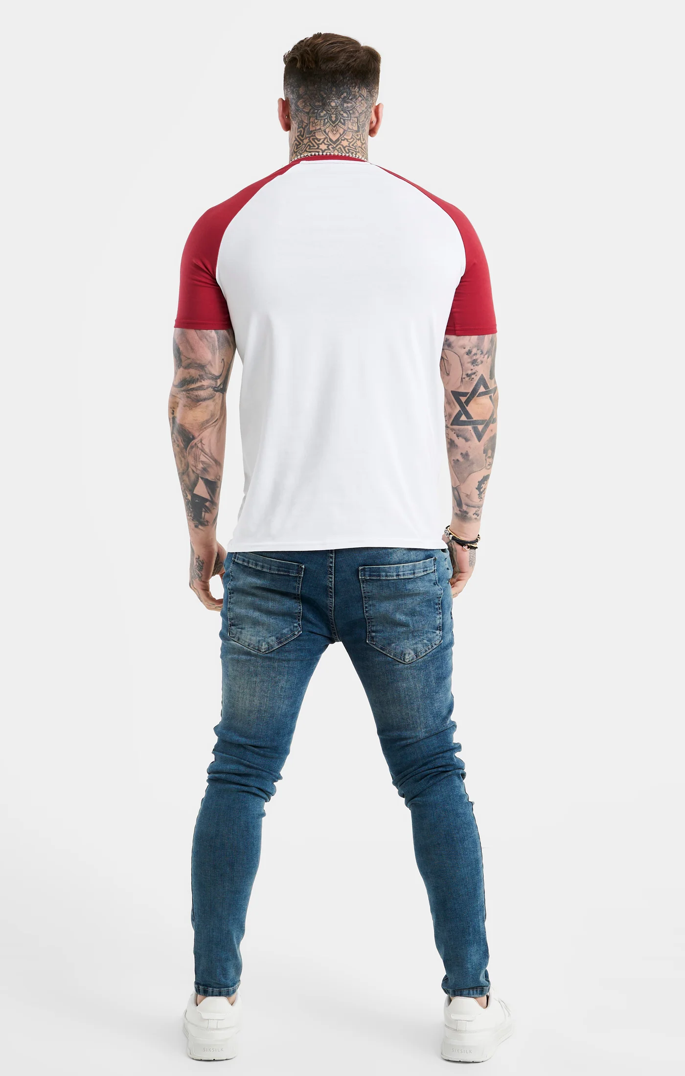 White Raglan Muscle Fit T-Shirt - Image 5