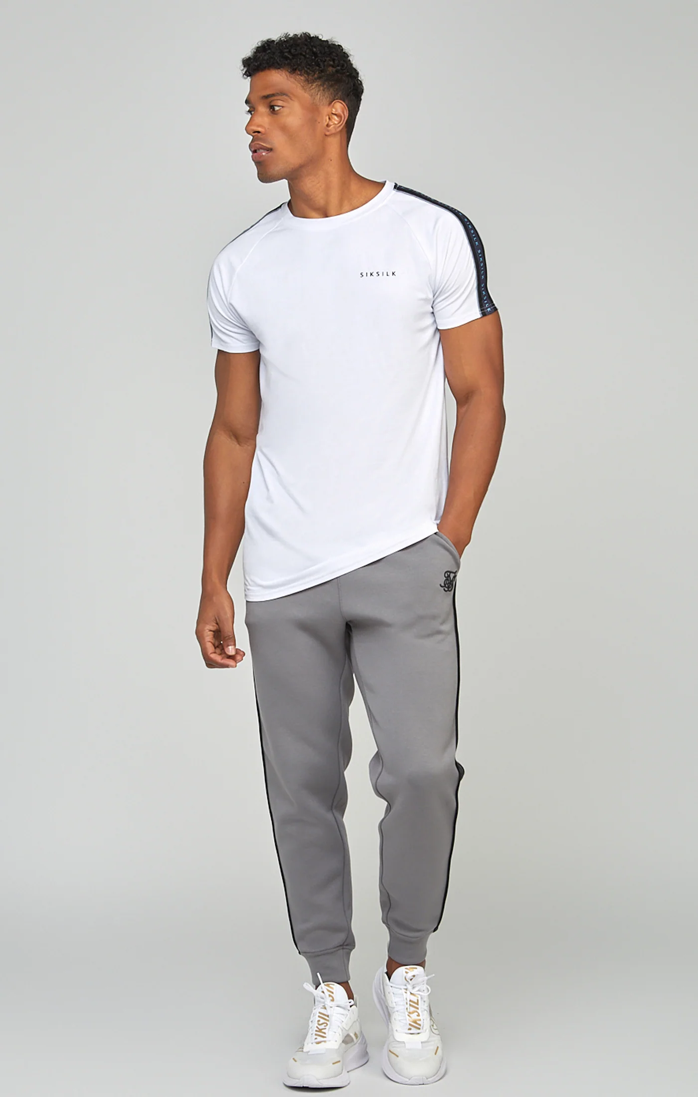 White Raglan Tape Muscle Fit T-Shirt - Image 3