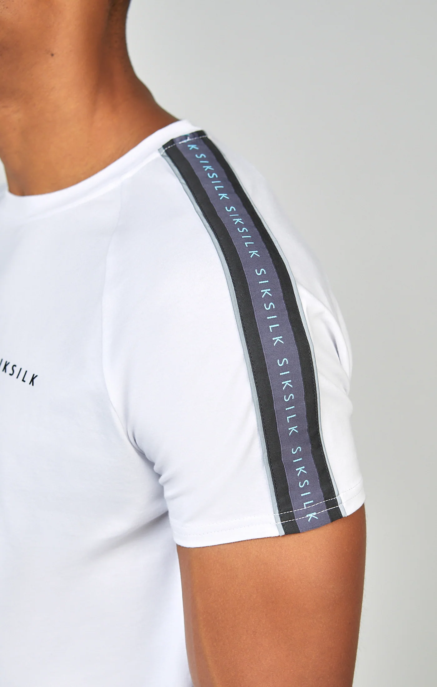 White Raglan Tape Muscle Fit T-Shirt - Image 4