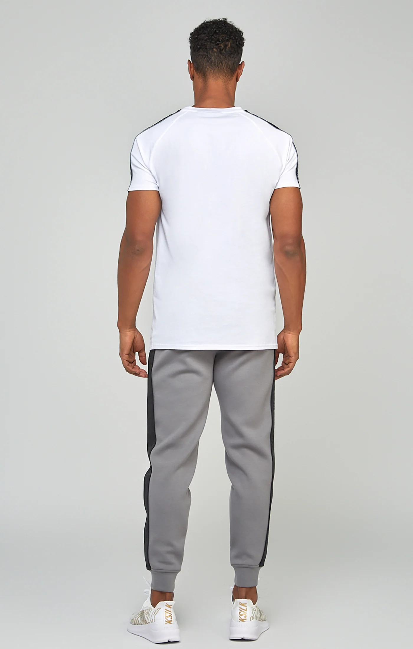 White Raglan Tape Muscle Fit T-Shirt - Image 5