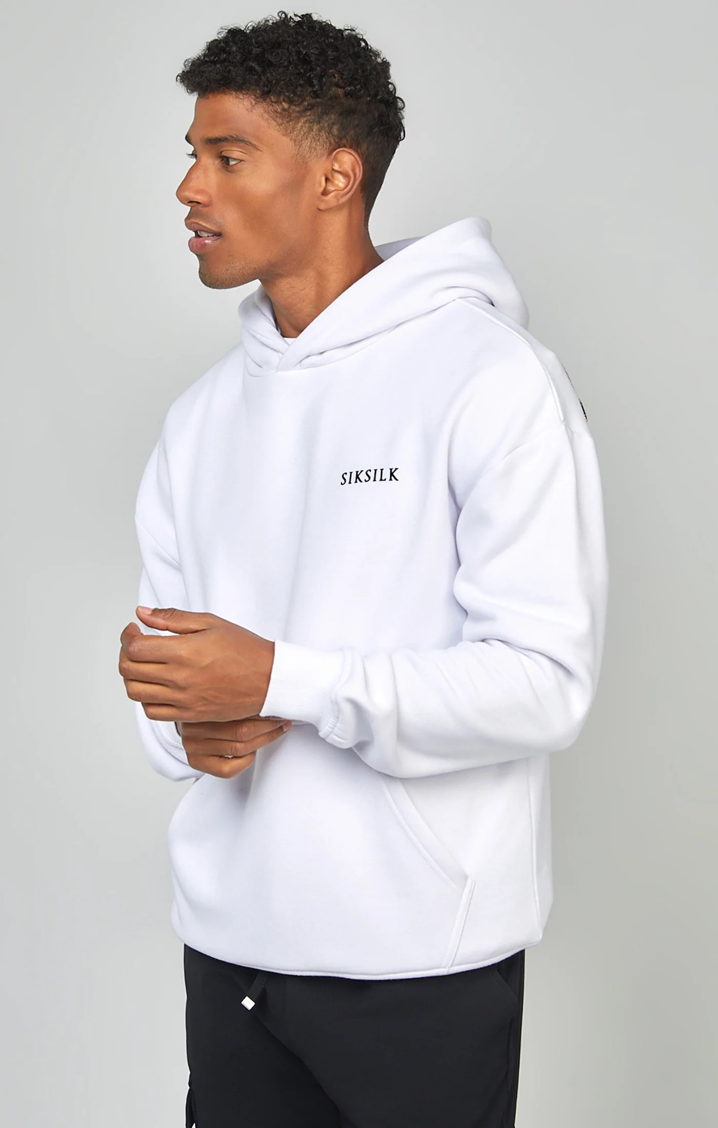 White Rhinestone Logo Oversized Fit Overhead Hoodie - Image 2
