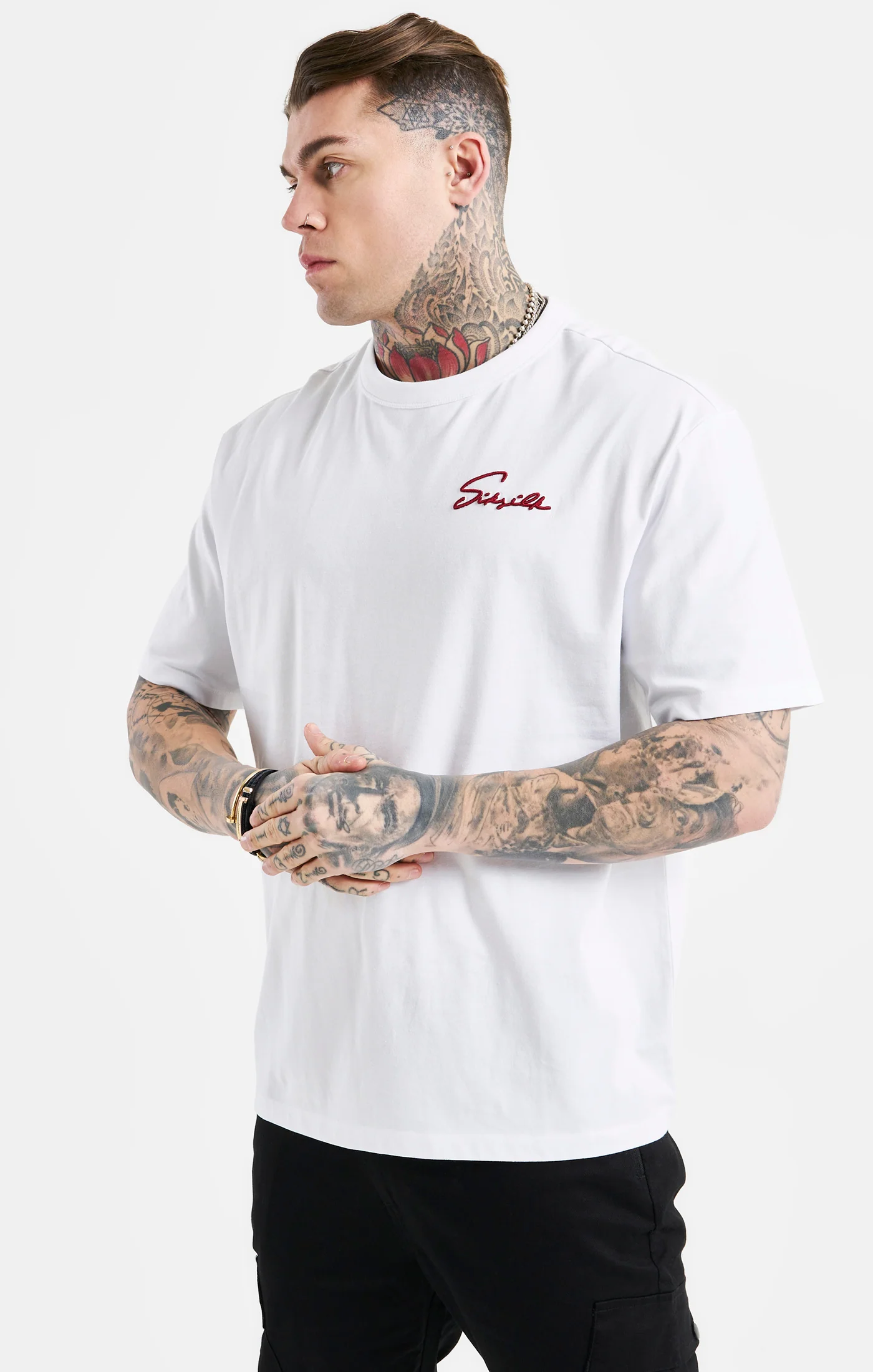 White Script Embroidery Oversized T-Shirt - Image 2