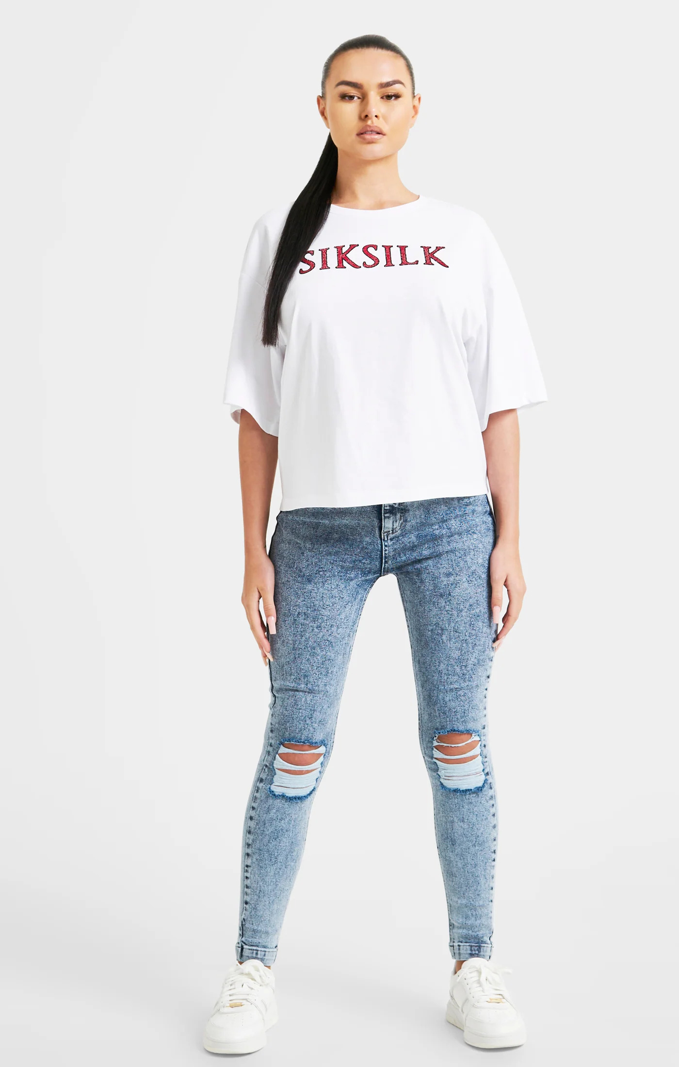 White Sparkle Boxy Crop T-Shirt - Image 3