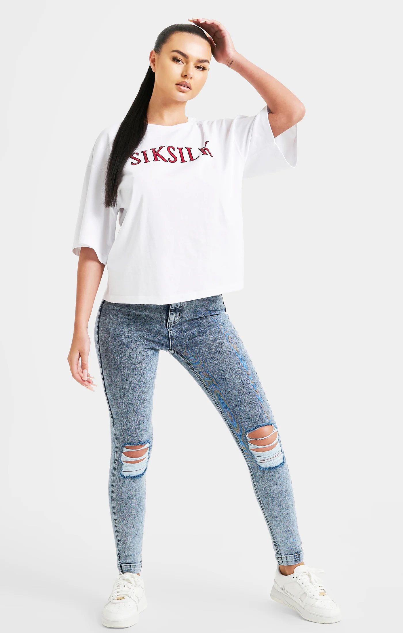 White Sparkle Boxy Crop T-Shirt - Image 4