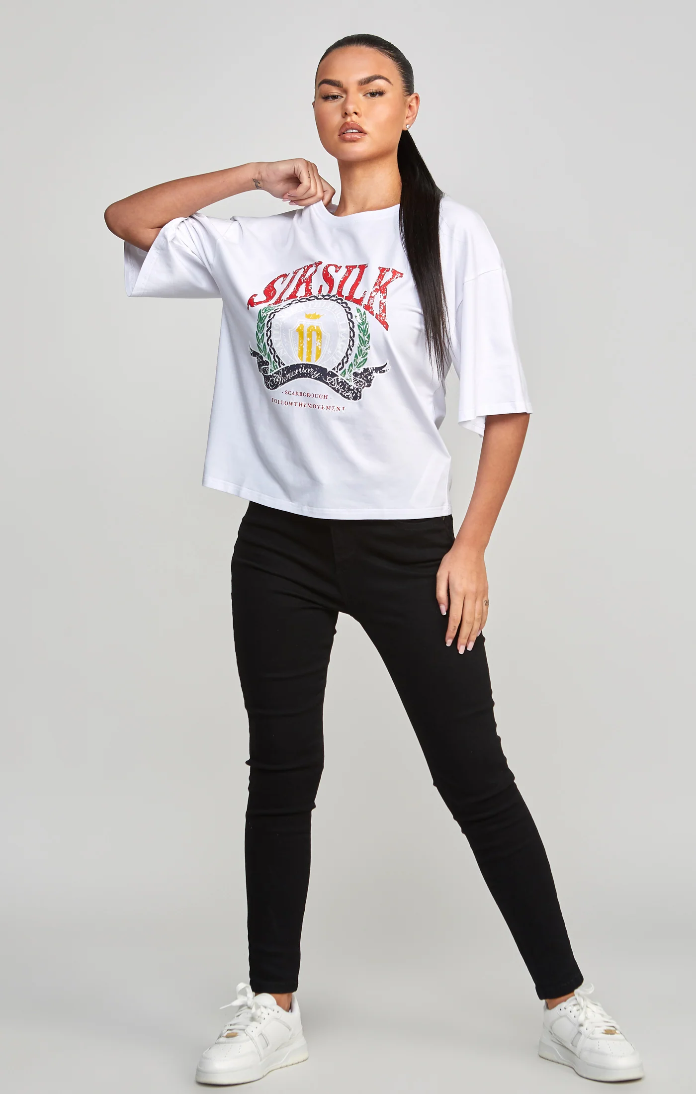 White Varsity Crop T-Shirt - Image 3