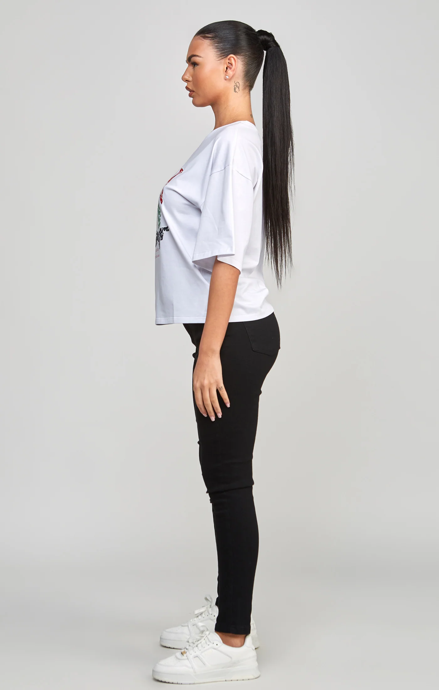 White Varsity Crop T-Shirt - Image 4