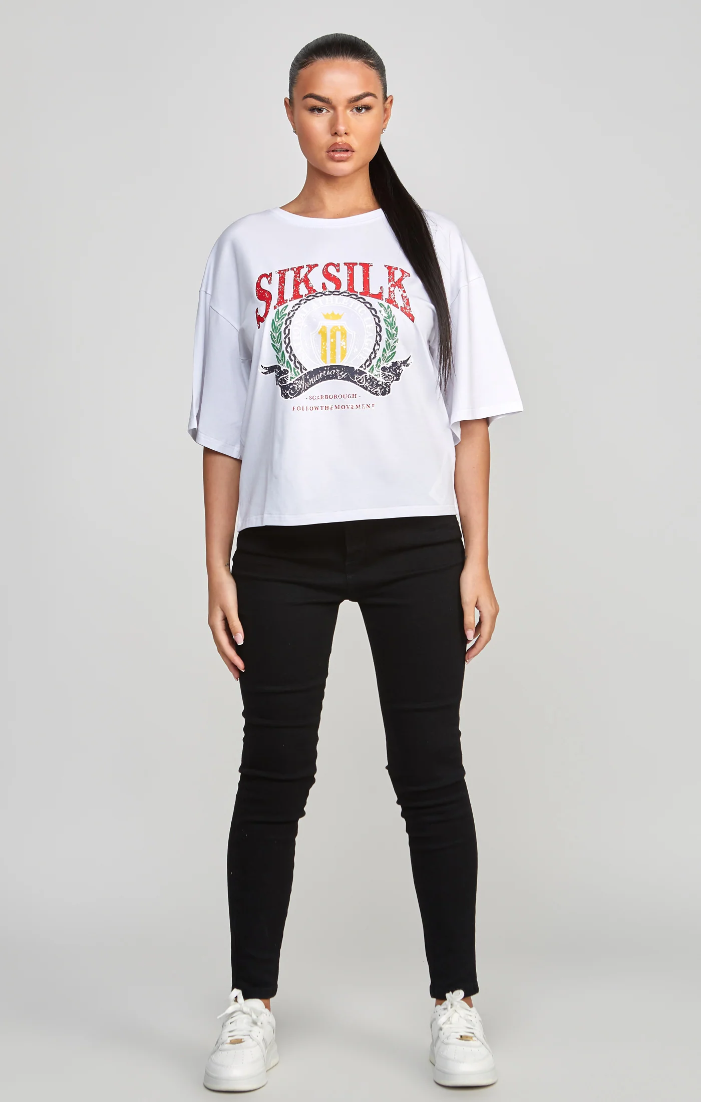 White Varsity Crop T-Shirt - Image 6